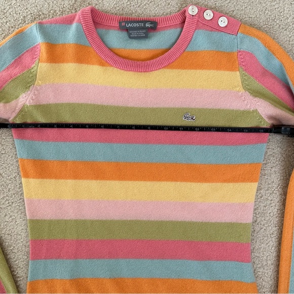 Lacoste vintage pastel striped cashmere sweater Sz 36 - Picture 6 of 7